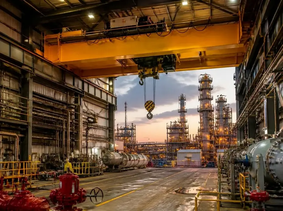 Process-plant crane and hoist at an oil and gas facility