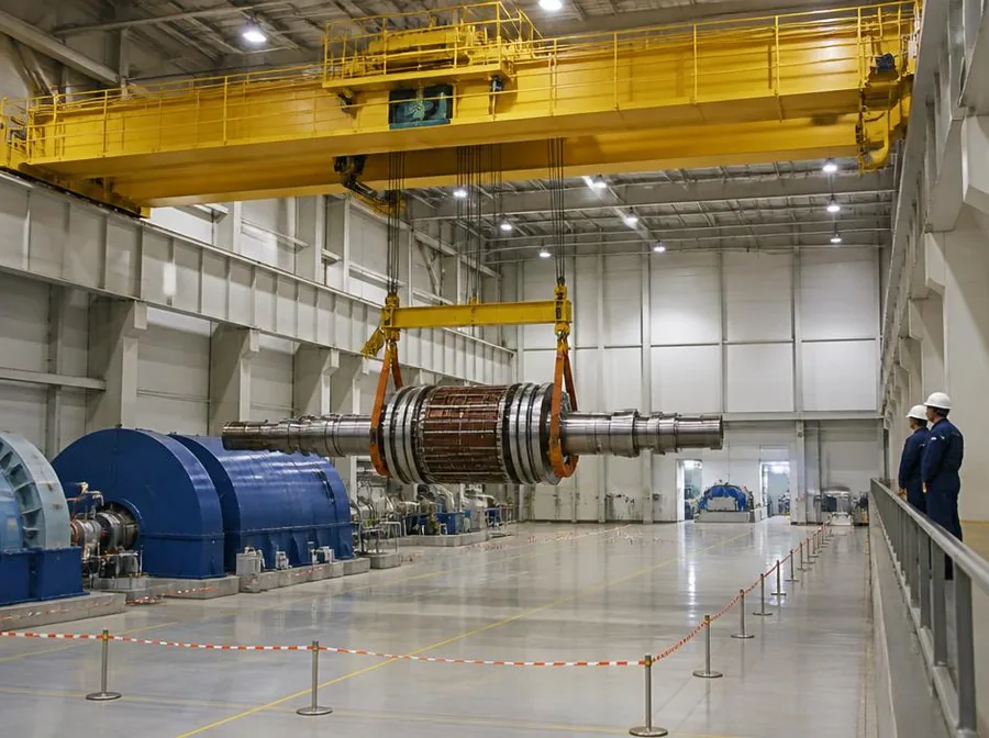 Powerhouse crane above turbine hall equipment